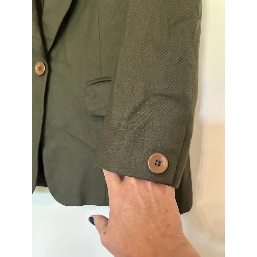 Vtg Pendleton Petite 10 Blazer USA Virgin Wool‎ Green Women's Single Button Coat